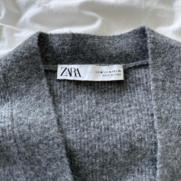 ZARA Gray Knit Wrap Robe - Picture 2 of 15